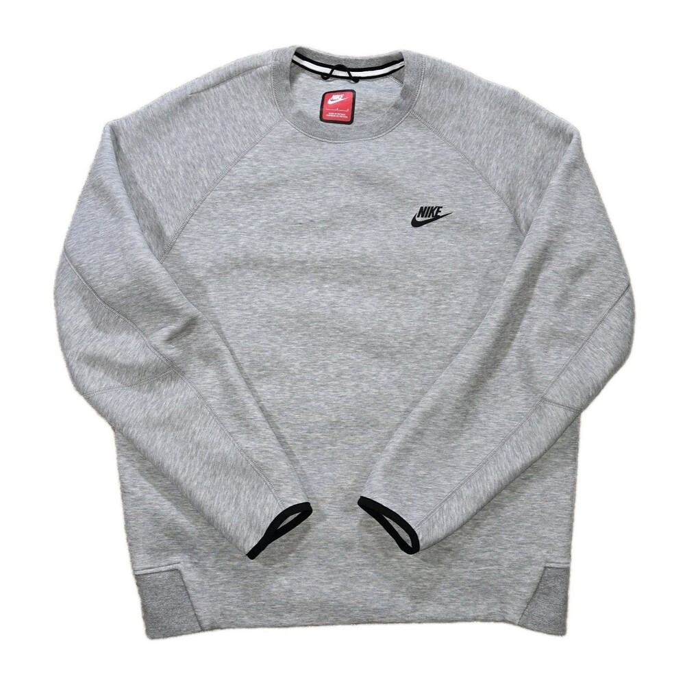 Nike Sportswear Crewneck Sweatshirt Mens Large Gray Black Swoosh Raglan Pullover